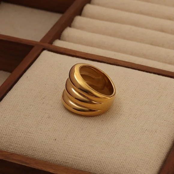 Inner Harmoni 18K Gold Plated Chunky Elegant Gold Triple Ring - Picture 1 of 3
